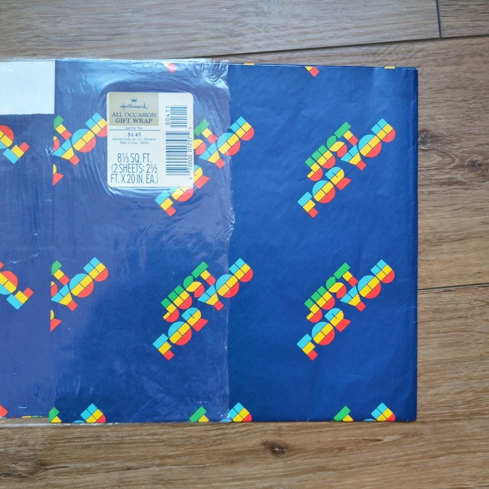 Vtg 80s Hallmark Current Gift Wrapping Paper + Cards Retro‎ Stripes Just for You